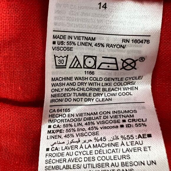 Old Navy Womens Cropped Wide Leg Pull On Pants Size 14 Dark Orange Linen Blend - Picture 6 of 6